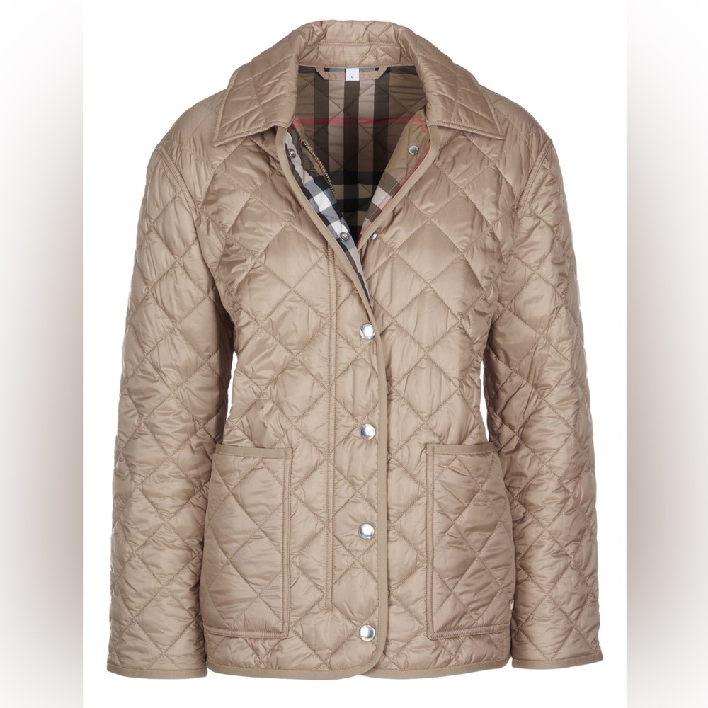 Burberry Dalry Women's Quilted Tan Jacket with check details inside - Picture 15 of 15